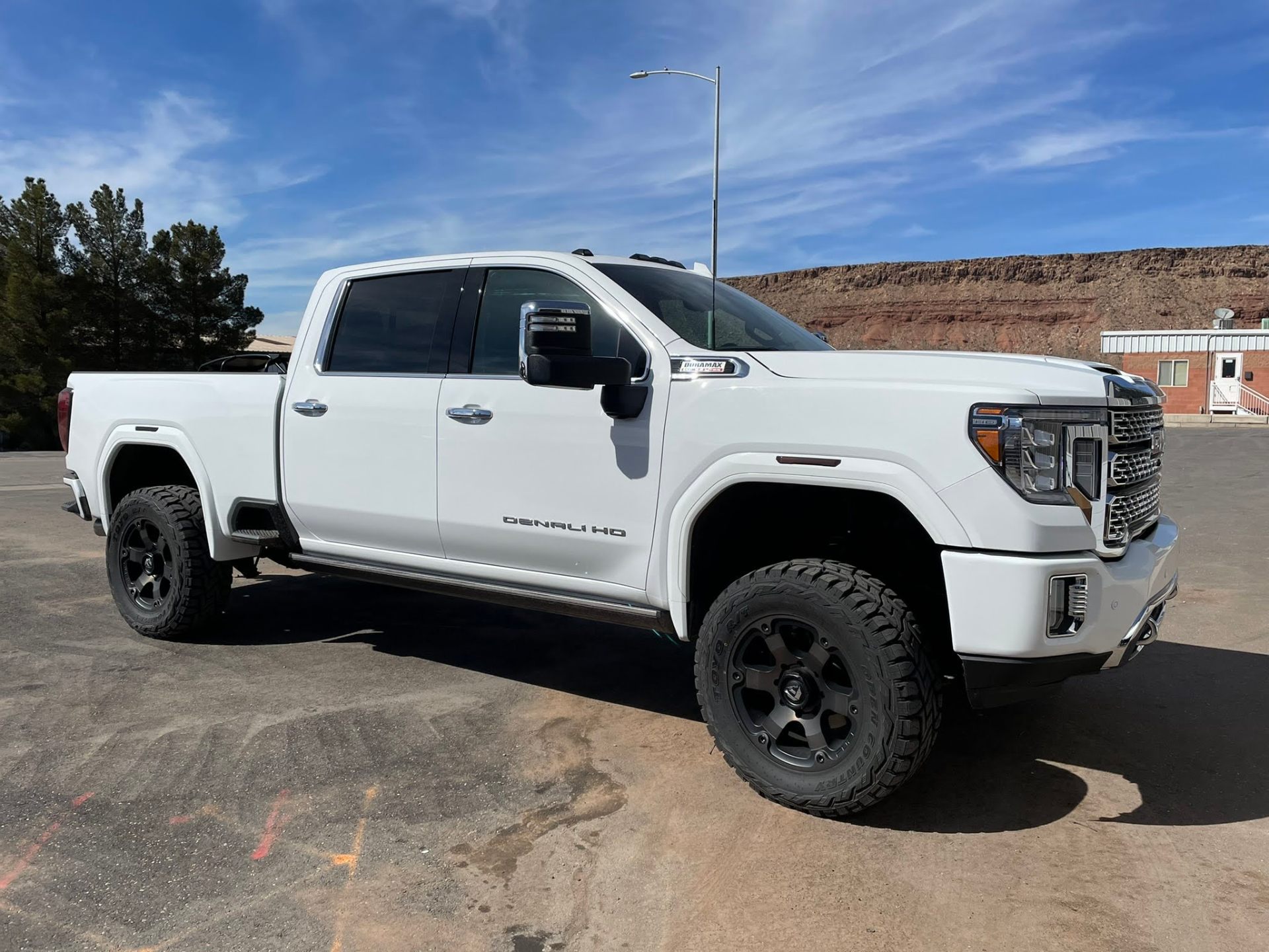 White GMC Denali Lifted