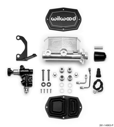 Wilwood - Wilwood Compact Tandem M/C - 1in Bore - w/Bracket and Valve - Ball Burnished - 261-14963-P