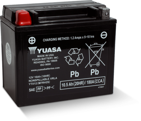 Yuasa Battery - Yuasa YTX12 Maintenance Free AGM 12 Volt Battery - YUAM7RH2STWN