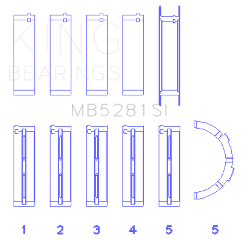 King Engine Bearings - King Ford 281CI 4.6L V8 (Size STD) Main Bearing Set - MB5281SI