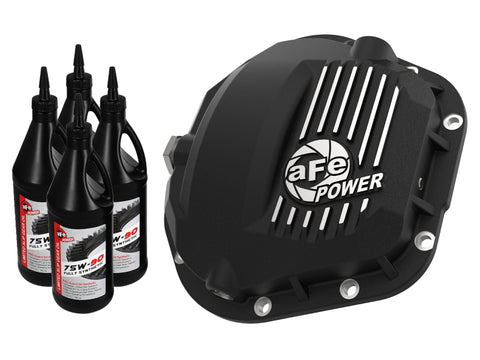 aFe - aFe Pro Series Front Diff Cover Black w/ Machined Fins 17-21 Ford Trucks (Dana 60) w/ Gear Oil - 46-71101B