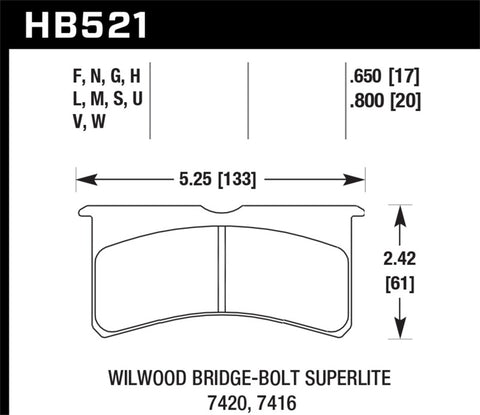 Hawk Performance - Hawk Wilwood Superlite 4/6 Forged Thin Race DTC-70 Brake Pads - HB521U.650 - MST Motorsports