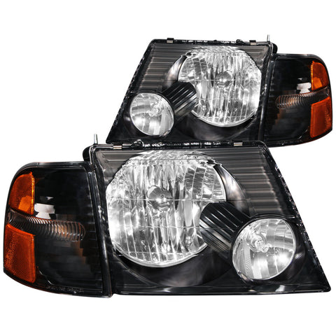 ANZO - Crystal Headlight Set; Clear Lens; Black Housing; Pair; w/Corner Lights; - 111071 - MST Motorsports