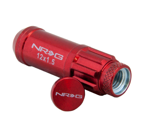 NRG - NRG 700 Series M12 X 1.5 Steel Lug Nut w/Dust Cap Cover Set 21 Pc w/Locks & Lock Socket - Red - LN-LS700RD-21 - MST Motorsports