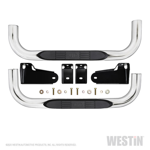 Westin - E-Series 3 Round Nerf Step Bars; Stainless Steel; - 23-4110 - MST Motorsports