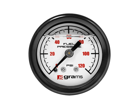 Grams Performance - Grams Performance Universal 0-120 PSI Fuel Pressure Guage - White Face - G2-99-1200W - MST Motorsports