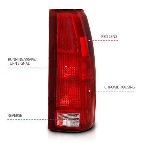 ANZO - ANZO 1988-1999 Chevy C1500 Taillight Red/Clear Lens (OE Replacement) - 311301 - MST Motorsports
