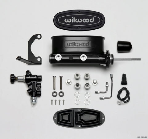 Wilwood - Wilwood HV Tandem M/C Kit w L/H Bracket & Prop Valve - 15/16in Bore Black-W/Pushrod - 261-13626-BK - MST Motorsports