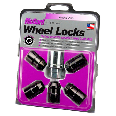 McGard - McGard Wheel Lock Nut Set - 5pk. (Cone Seat) 1/2-20 / 3/4 &13/16 Dual Hex / 1.46in. Length - Black - 24548 - MST Motorsports