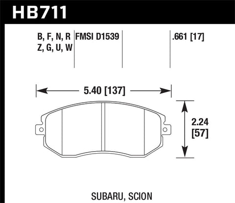 Hawk Performance - Hawk 13 Subaru BRZ/13 Legacy 2.5i / 13 Scion FR-S DTC-60 Front Race Brake Pads - HB711G.661 - MST Motorsports