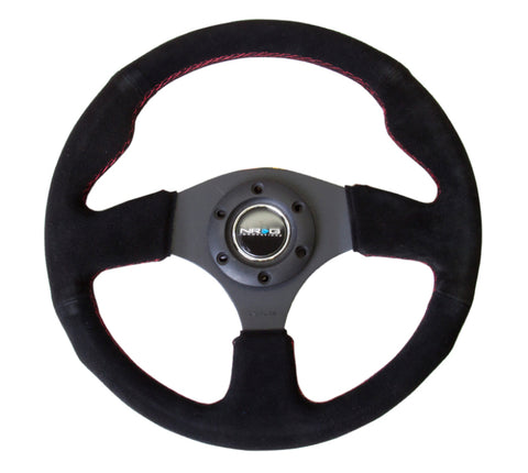 NRG - NRG Reinforced Steering Wheel (320mm) Suede w/Red Stitch - RST-012S-RS - MST Motorsports