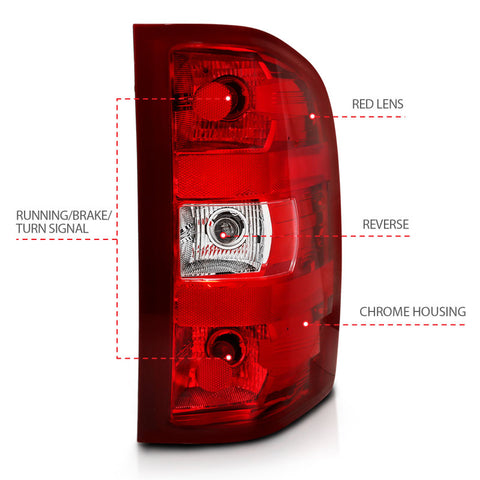 ANZO - ANZO 2007-2013 Chevy Silverado Taillight Red/Clear Lens (OE Replacement) - 311303 - MST Motorsports
