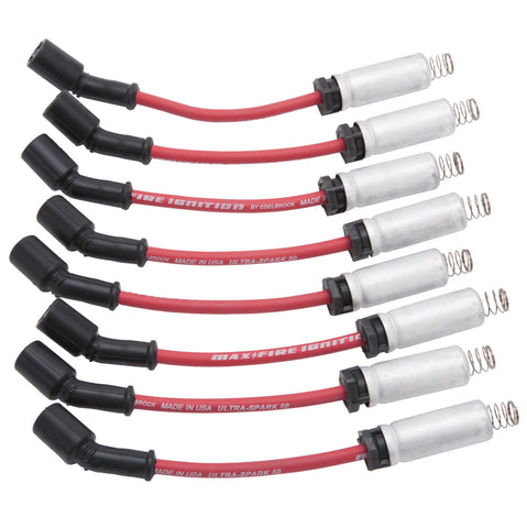 Edelbrock - Edelbrock Spark Plug Wire Set Ls Kit w/ Metal Sleeves 99-15 50 Ohm Resistance Red Wire (Set of 8) - 22715 - MST Motorsports
