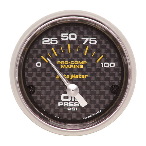 AutoMeter - GAUGE, OIL PRESSURE, 2 1/16" , 100PSI, ELECTRIC, MARINE CARBON FIBER - 200758-40 - MST Motorsports