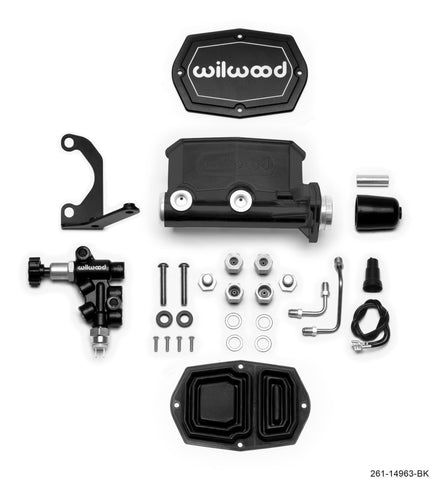 Wilwood - Wilwood Compact Tandem M/C - 1in Bore - w/Bracket and Valve (Pushrod) - Black - 261-14963-BK - MST Motorsports