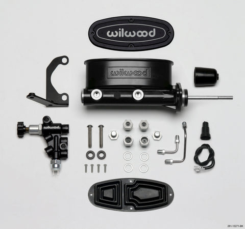 Wilwood - Wilwood HV Tandem M/C Kit w L/H Bracket & Prop Valve - 7/8in Bore Black-W/Pushrod - 261-13271-BK - MST Motorsports