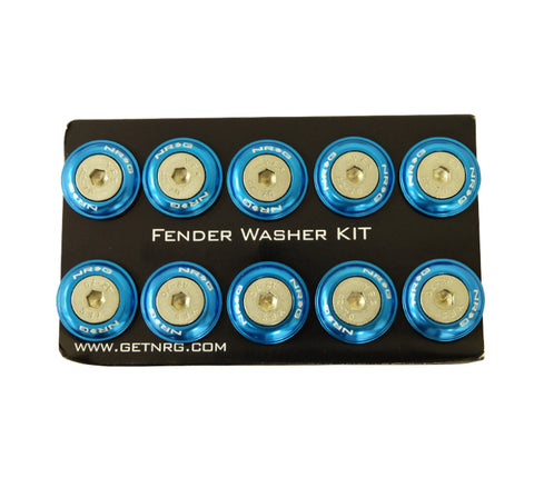 NRG - NRG Fender Washer Kit w/Rivets For Plastic (Blue) - Set of 10 - FW-100BL - MST Motorsports
