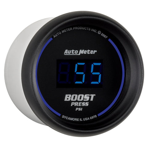 AutoMeter - GAUGE, BOOST, 2 1/16" , 60PSI, DIGITAL, BLACK DIAL W/ BLUE LED - 6970 - MST Motorsports